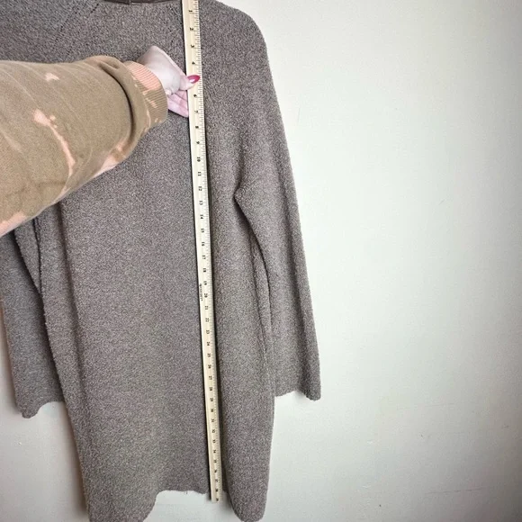 J. Jill Velvet Trim Merino Wool Silk Blend Brown Cardigan Duster Size Medium - Picture 12 of 16